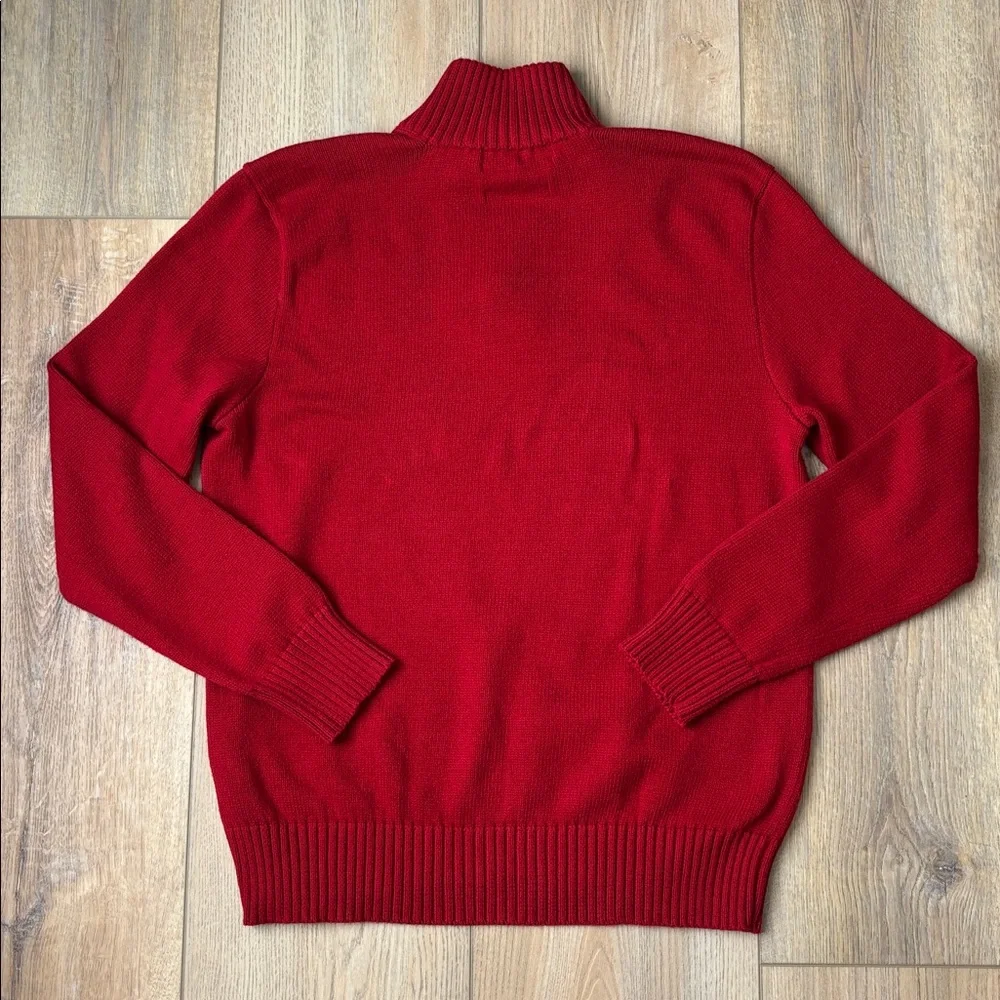 Polo by Ralph Lauren Classic Red Cotton Button Neck Pull Over Sweater Size M